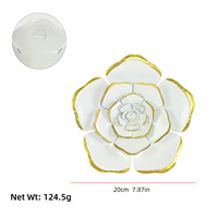 Dekorasi Dinding Bunga Logam Modern Elegan dengan Tepi Emas, Seni Dinding Bunga 3D dari Besi untuk Ruang Tamu dan Rumah