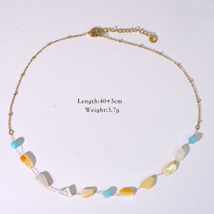 Moda de lujo INS 14K oro Acero inoxidable hecho a mano Natural <span class=keywords><strong>chip</strong></span> perla cuarzo cadena con cuentas collar en capas para mujer joyería - Product Image 6