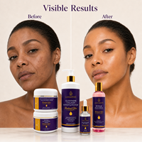 Gamme de Soins Éclaircissants Bio à Marque Blanche pour Peaux Foncées avec L-glutathion, Collagène, Crème Visage, Sérum et Huile – Ensemble Complet