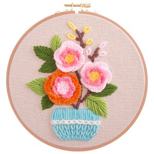 Kit de broderie au poinçon en coton fait main avec motif floral rond en polyester pour la décoration intérieure, les housses de coussin et l'art mural - Product Image 4