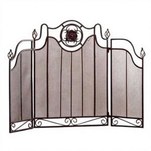 Lujoso Panel de Revestimiento Curvo para Chimenea de Hierro Metálico Moderno con Acabado Único en Bronce Negro y Protector Contra Chispas - Product Image 1