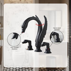 Grifos de Latón de Doble Palanca Estilo Tradicional Chino con 3 Orificios para Baño y <span class=keywords><strong>Grifo</strong></span> de Lavabo Dorado con Diseño de Dragón <span class=keywords><strong>Animal</strong></span> - Product Image 2