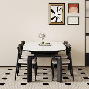Mesa de comedor ovalada minimalista de madera maciza con diseño de patas de elefante para uso doméstico - Product Image 4