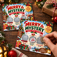 Cartes à gratter personnalisées en couleur, forme spéciale, Joyeux Noël, avec récompenses en espèces, anti-transparence, prix instantanés