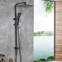 Colonne de douche carrée en acier inoxydable avec mitigeur 2 voies et robinet de bain à effet pluie
