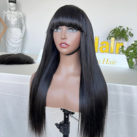 Pelo brasileño 13x4 13x6 HD Swiss Lace Frontal Bang pelucas SDD hueso recto Natural cabello humano peluca con flecos