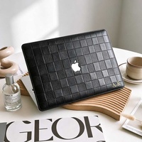 Étui rigide en cuir à carreaux marron imprimé léopard Yihe pour MacBook Air 2022 A2681 Macbook Pro