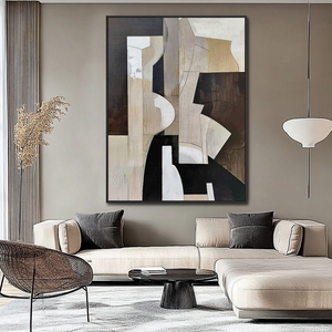 Decoración del Hogar, Textura Wabi Sabi, Obra <span class=keywords><strong>de</strong></span> Arte Abstracta Geométrica, Póster 3D, Pintura al Óleo sobre Lienzo Pintada a Mano con Marco - Product Image 1