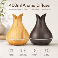 Diffuseur d'aromathérapie moderne et tendance de 400 ml à effet bois, compatible avec l'application intelligente Tuya via Wi-Fi 2,4 GHz pour la maison connectée