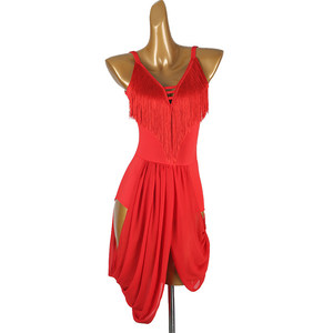 Nouvelle Robe de Danse Latine 2026 LQ467 en Soie Rouge pour Entraînement, Compétition et Spectacle, Modèle à Franges - Product Image 2