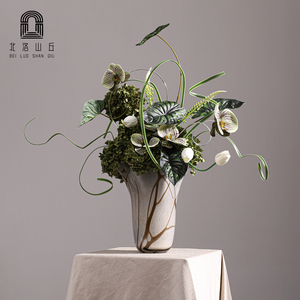 Luce moderna di lusso verde fiori artificiali fatti a mano grande decorazione della tavola di vetro per il soggiorno alberghi ristoranti ville - Product Image 2