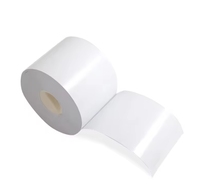 Ücretsiz örnek 4 inç kullanımlık termal etiket doğrudan Linerless yapıştırıcı Sticker parlak plastik barkod 3 inç astar az kağıt rulolar