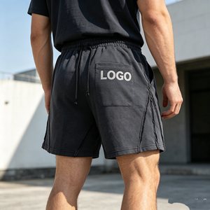 Men's shorts Street Style Cargo Shorts Mid Waist <b>Drawstring</b> Cotton Bermuda Shorts With Pockets Letter Print Washed Plus Size - Product Image 3