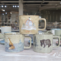 Tasses à café Elk Drinkware White Bear, mugs créatifs de Noël à glaçure réactive pour coffret cadeau