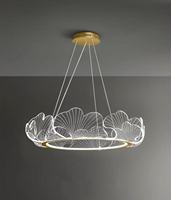 Lustre de salle à manger en fer blanc en forme de feuille de lotus créatif du designer, haute luminosité, villa de luxe, hôtel, acrylique LED