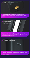 Lampe de photographie miniature portable à température de couleur 2500k-9000k pour la prise de vue créative, les séances de modélisme et les diffusions en direct
