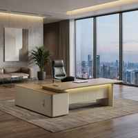 Bureau de direction convertible haut de gamme en MDF de qualité E1 avec rangement, écologique, grain de bois vif, procédé de succion, ergonomique et incurvé