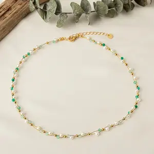 custom crystal and freshwater pearl chain necklace for women