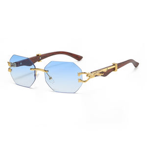 Lunettes de Soleil Sans Monture de Haute Qualité 2025 Avec Logo Personnalisé Tendance Luxe <span class=keywords><strong>Vintage</strong></span> Femme Rectangulaires Verres Colorés Protection UV400 - Product Image 2