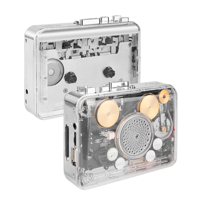 New Arrival High Quality Custom Transparent Classic Stereo Hifi Speaker Tape to MP3 Converter Audio Cassette Player Walkman