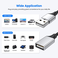 Kabel Ekstensi Hub USB 2.0 Dual Double Port untuk Pengisian Daya dan Transfer Data, Ekstra Multiport Pembagi Data