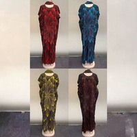 Robe longue décontractée imprimée, motif floral, strass, grande taille, taille haute, col rond, antistatique, style africain transfrontalier