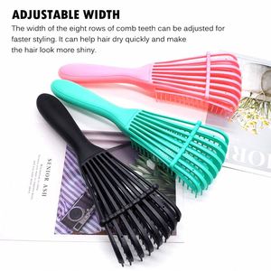 Brosse démêlante professionnelle antistatique pliable en plastique avec logo personnalisé, 8 rangées, 3a~4c, pour cheveux bouclés - Product Image 3