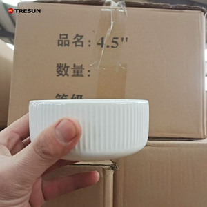 dishwasher <b>microwave</b> safe pure white embossed porcelain ceramic <b>small</b> 4.5 inch rice kitchen dishes bowl - Product Image 2