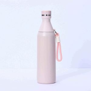 Minimalist Stainless Steel Vacuum Insulated Water <b>Bottle</b> Pink Rope Handle 6-12 Hours Thermal Insulation Eco-Friendly Leak-Proof - Product Image 3