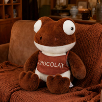Peluche grenouille mignonne en peluche, poupée aux grands yeux, douce, couleur chocolat, pour la vente en gros aux détaillants de cadeaux et la revente