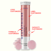 Comprimés effervescents de glutathion, collagène et vitamine C 250mg 300mg 20 comprimés Complément alimentaire quotidien OEM
