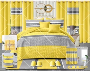 Ensemble de literie en tissu floral en gros, taille King, 24 pièces, housse de couette, couvre-<span class=keywords><strong>lit</strong></span> avec ensemble de salle de bain, couverture assortie, rideaux, couvre-<span class=keywords><strong>lit</strong></span> - Product Image 1