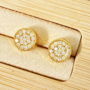 Boucles d'oreilles tendance en laiton et cuivre, zircon incrusté, plaqué or 18 carats, motif cœur pour femme, sertissage griffe, cadeau, vente en gros - Product Image 2