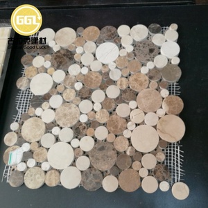 Emperador tối hỗn hợp ánh sáng ngẫu nhiên Penny vòng hình dạng Gạch Mosaic cho phòng tắm tường trang trí - Product Image 3