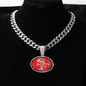 Pendentif personnalisé avec logo de l'équipe des 49ers, pendentif en argent personnalisé, chaîne à maillons, bijoux en cuivre et zircon, collier, bracelet pour hommes et femmes - Product Image 3