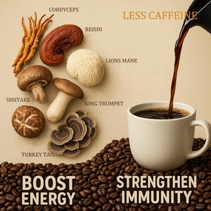 กาแฟผงเห็ดหลินจือและเห็ดหัวลิง ตราสินค้า ODM/OEM สำหรับผู้ใหญ่ ช่วยเพิ่มพลังงาน บรรจุ 100 กรัม/ถุง 1 ช้อนต่อหนึ่งหน่วยบริโภค - Product Image 2