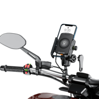 Support de téléphone pour moto antivol avec chargeur USB, support de téléphone portable pour moto étanche avec chargeur sans fil et type-C