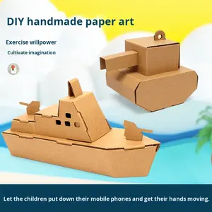 Jouets d'assemblage en carton faits main pour enfants : avion, char, voiture, sous-marin – Idéal pour la maternelle (0-24 mois) – Vente en gros - Product Image 2