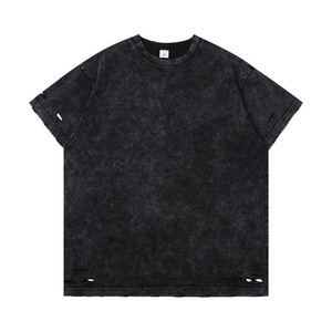 T-shirt en batik de style américain old school pour hommes, 300g, lavage lourd, tricoté, ample, manches courtes, t-shirt d'Halloween - Product Image 5