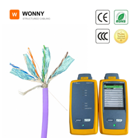 Kabel Ethernet Wonny Cat8 40Gbps 2000MHz 600V Kabel Jaringan Terlindung Kabel LAN 305m 1000ft Gulungan untuk Rak Server Pusat Data