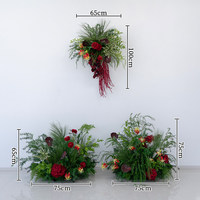 J&M Dunkelrote Tropische Seidenblumen-Set Gloriosa Anthurium Hochzeitsbogen Hintergrund Party-Verleih Schaufenster-Dekoration Großhandel Handgefertigt