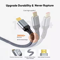 Câble HDMI 2.1 ultra haute vitesse 48 Gbit/s 8K pour moniteur d'ordinateur, projecteur 4K 120Hz 3D, en nylon, 1m 2m, multimédia, cuivre nu, lecteur DVD HD, en stock