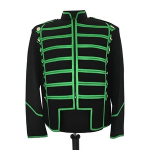 Chaqueta de Hombre Estilo Negro y Verde con Cierre de Cremallera y Epaulettes, Cuello Alto, Ropa Formal para Otoño, Corte Regular - Product Image 1