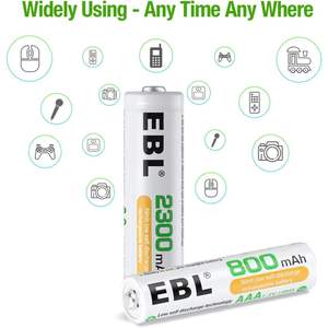 Juego de 16 Pilas Recargables EBL AA AAA, Combo de 2300 mAh AA, 800 mAh AAA, 3000 mAh de Capacidad, Voltaje Nominal de 1.2 V, Ni-MH SC para Uso Médico - Product Image 5