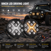 Phare auxiliaire LED rond noir de 9 pouces pour tout-terrain, 24V, étanche IP67, 8000LM, en alliage d'aluminium moulé sous pression, pour SUV, ATV, UTV, 4x4