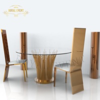 Table européenne moderne en verre, forme de lune ronde, en acier inoxydable, Table d'amour, de mariage pour les événements,