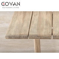 Table à manger rectangulaire en teck massif de style jardin extérieur de luxe, mobilier de patio haut de gamme pour les rassemblements familiaux et les fêtes