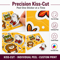 Étiquettes autocollantes personnalisées CAIHE PRINTING en papier brillant imperméable, formats A4/A5/A6, avec découpe Kiss Cut, commandes sur mesure