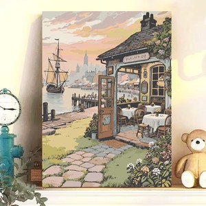 SONGWOO Kit Pittura Acrilica con Numeri per Principianti, Paesaggio Portuale, Decorazione Casa, Senza Cornice - Product Image 1