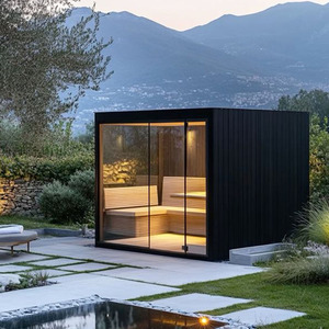 Fabrieksprijs Op Maat 4-Persoons Outdoor Droge Stoomsauna Kamer Vierkante Kubus Ontwerp In Rode Ceder Hemlock Met Kachel Verwarming - Product Image 1